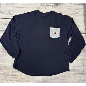 Southern Marsh Womens Pullover Long Sleeve T-Shirt Navy Loose Fit Medium